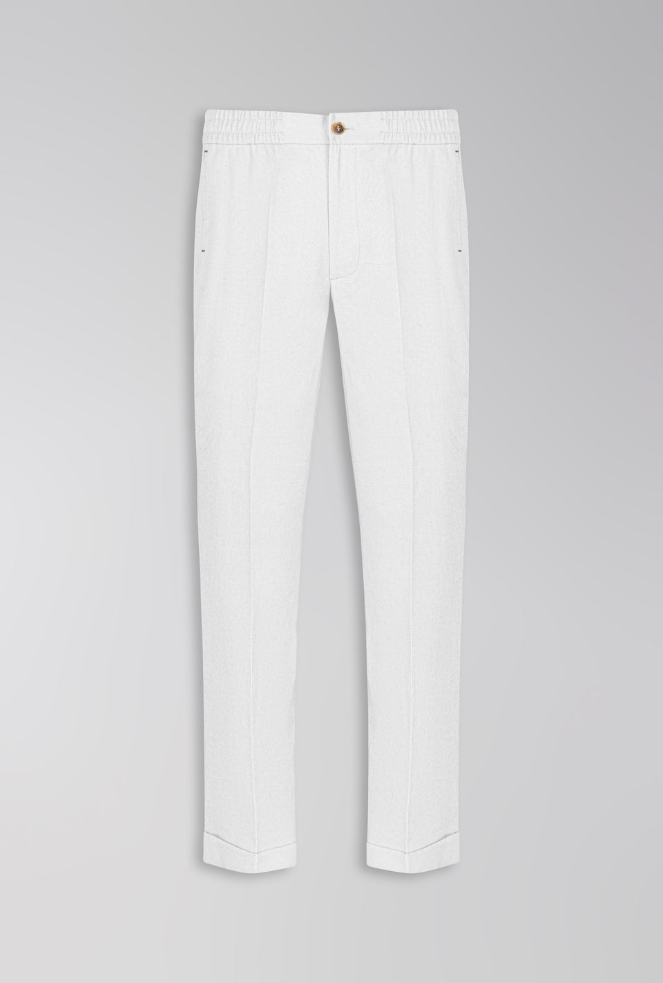 CALÇA DE LINHO COM ALGODÃO DE ELÁSTICO OFF-WHITE