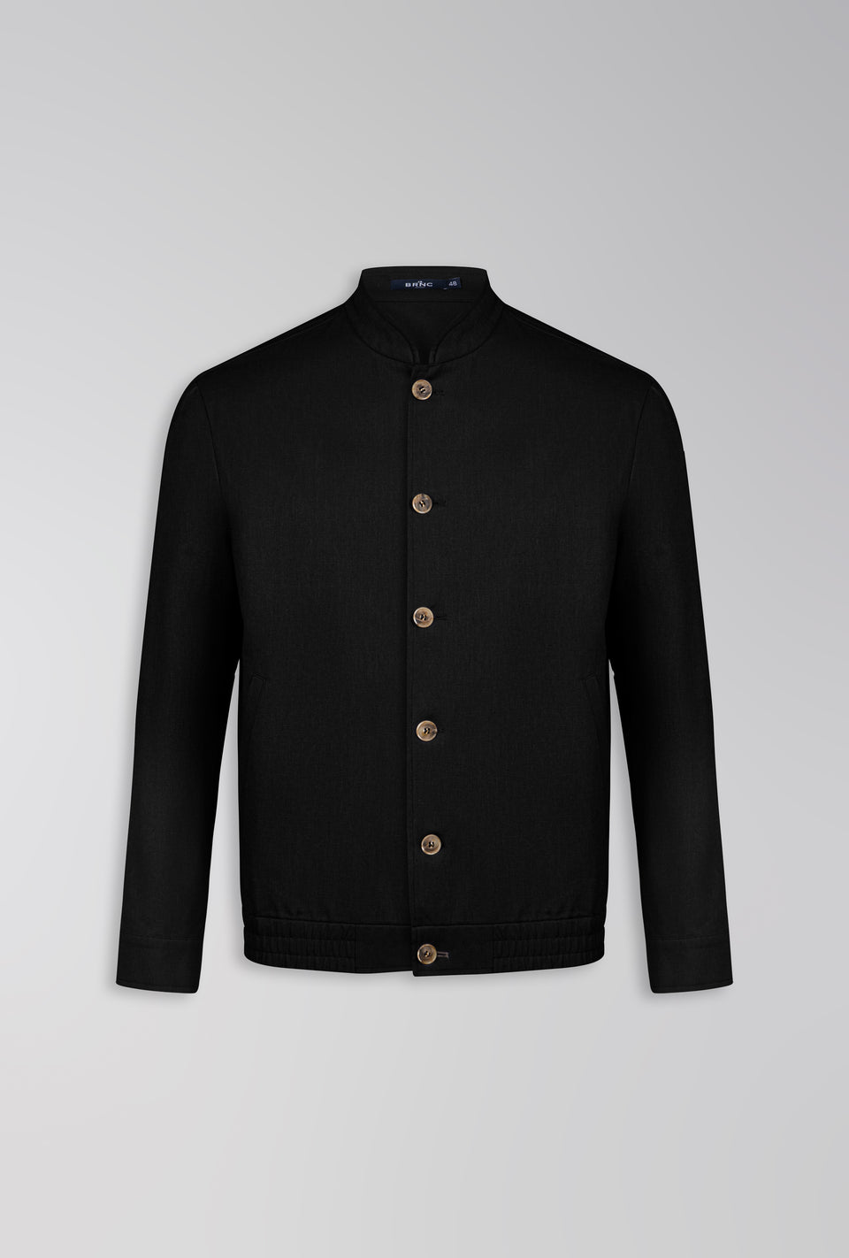 JAQUETA BOMBER DE LINHO COM ALGODÃO PRETO