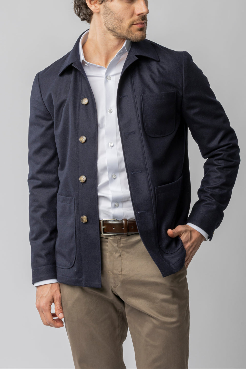 JAQUETA OVERSHIRT SAFARI LÃ