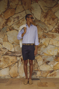 CAMISA SOCIAL REGULAR POPELINE DE ALGODÃO AZUL CLARO LISTRADO