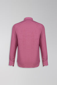 CAMISA REGULAR DE LINHO ITALIANO ROSA ESCURO