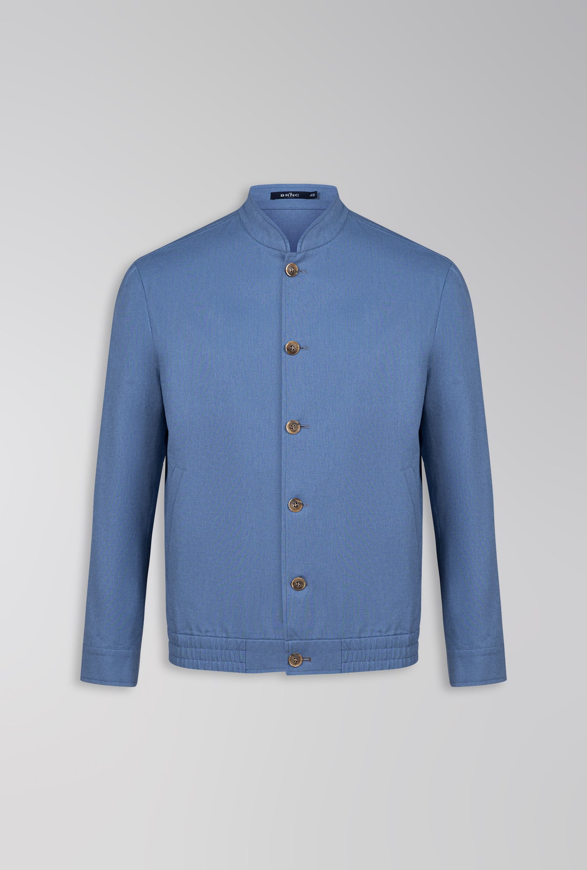 JAQUETA BOMBER DE LINHO COM ALGODÃO AZUL PROVENÇAL