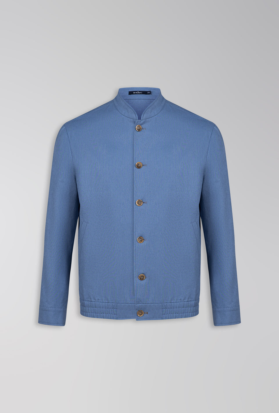 JAQUETA BOMBER DE LINHO COM ALGODÃO AZUL PROVENÇAL