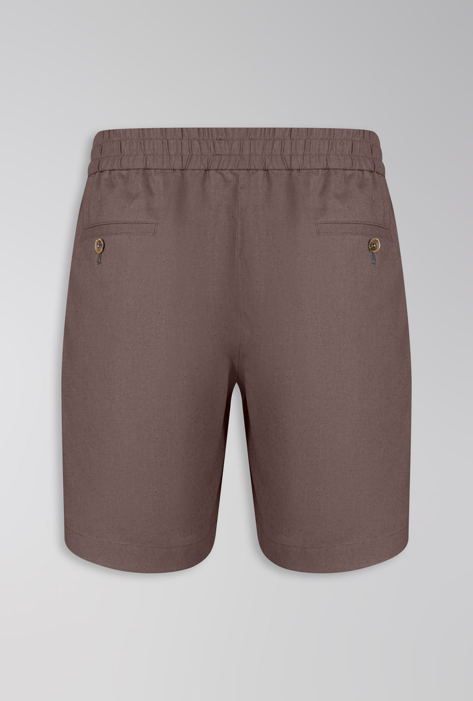 SHORTS DE LINHO COM ALGODÃO DE ELÁSTICO MARROM TABACO
