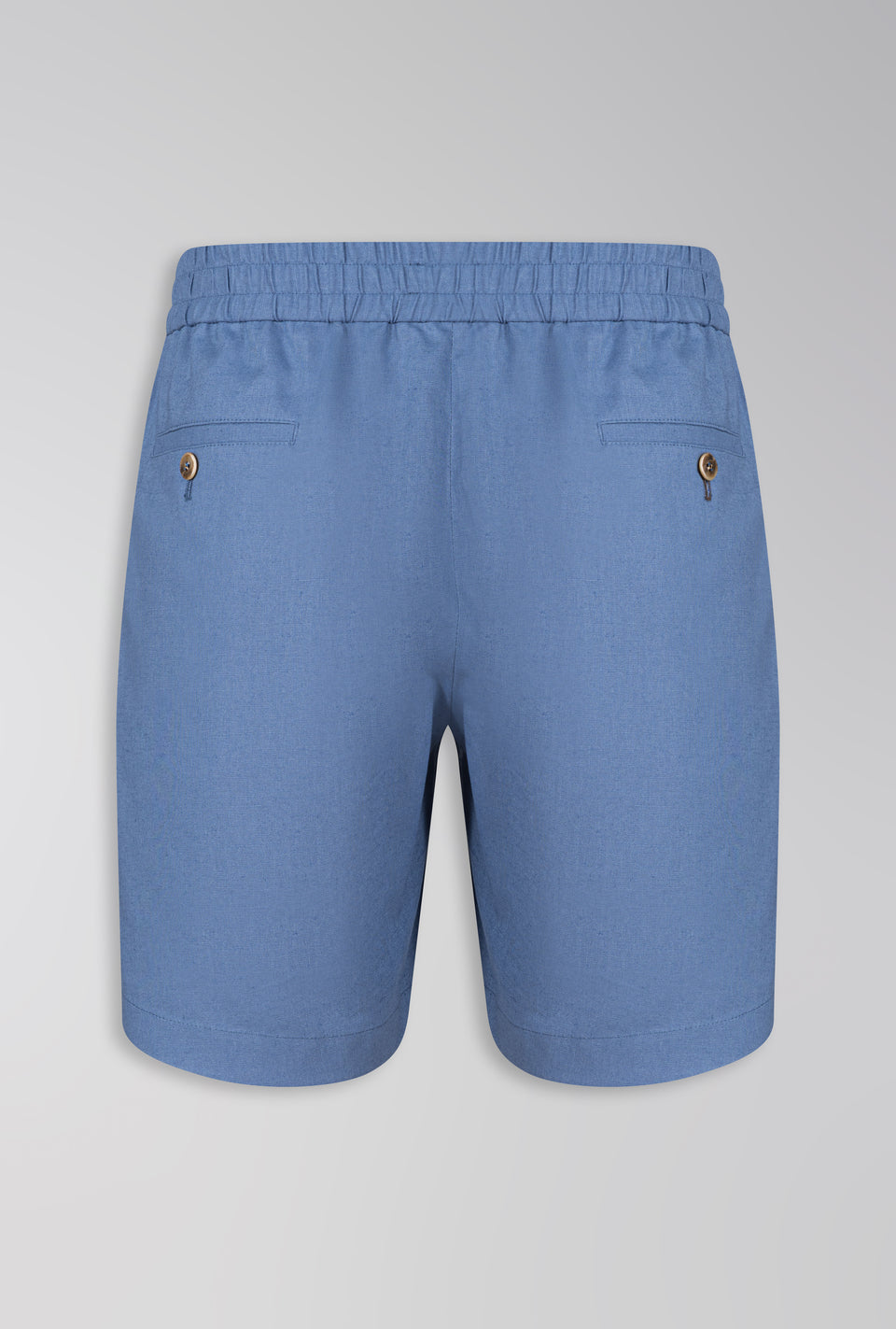 SHORTS DE LINHO COM ALGODÃO DE ELÁSTICO AZUL PROVENÇAL
