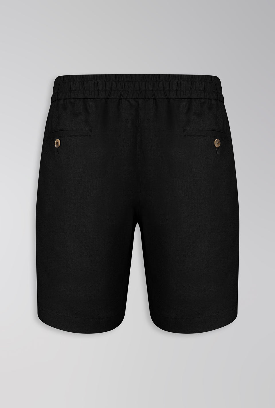 SHORTS DE LINHO COM ALGODÃO DE ELÁSTICO PRETO