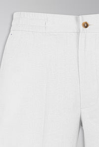 CALÇA DE LINHO COM ALGODÃO DE ELÁSTICO OFF-WHITE