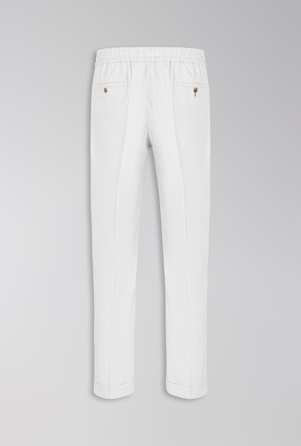 CALÇA DE LINHO COM ALGODÃO DE ELÁSTICO OFF-WHITE