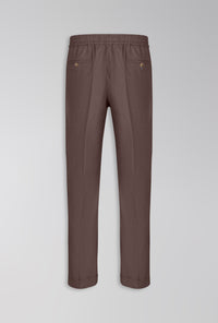CALÇA DE LINHO COM ALGODÃO DE ELÁSTICO MARROM TABACO