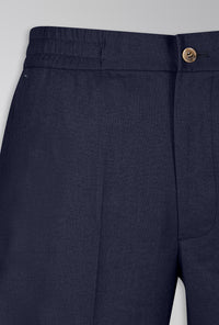 CALÇA DE LINHO COM ALGODÃO DE ELÁSTICO MARINHO