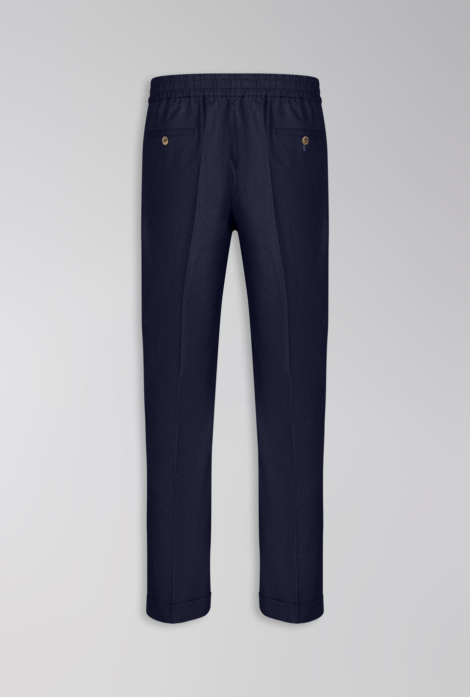 CALÇA DE LINHO COM ALGODÃO DE ELÁSTICO MARINHO