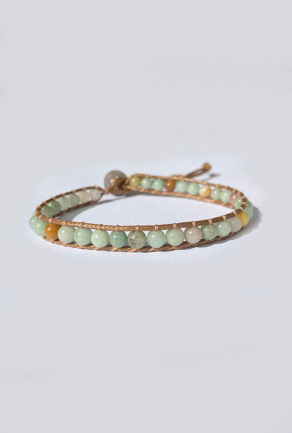PULSEIRA SHAMBALA PEDRAS NATURAIS - ÁGATA VERDE CLARO