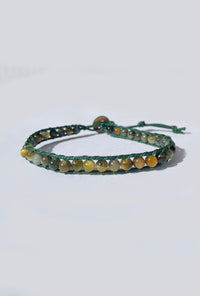 PULSEIRA SHAMBALA PEDRAS NATURAIS - ÁGATA VERDE E AMARELA