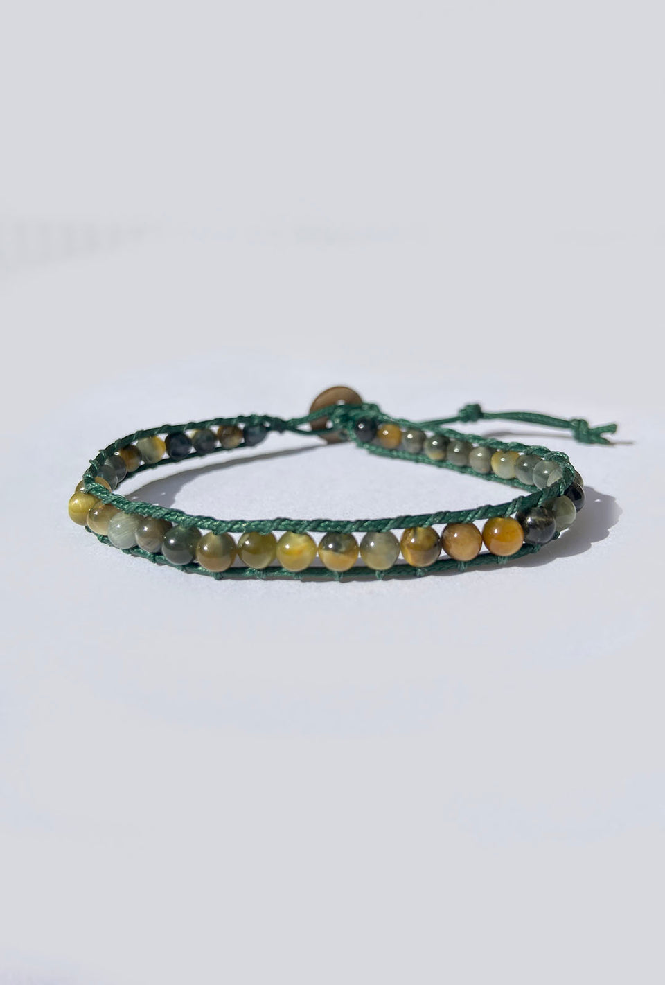 PULSEIRA SHAMBALA PEDRAS NATURAIS - ÁGATA VERDE E AMARELA