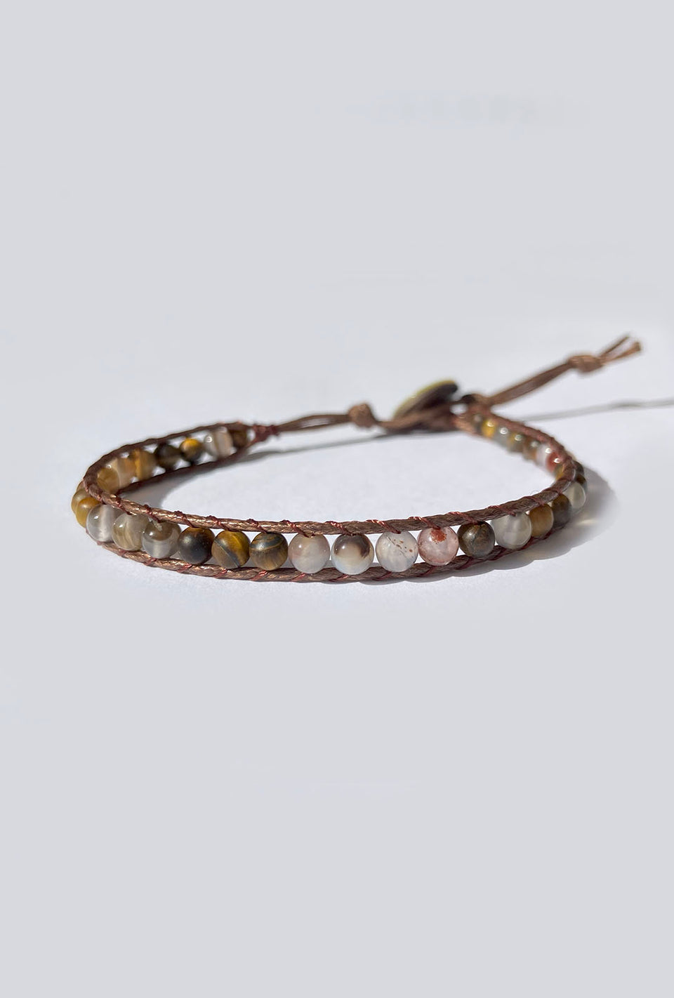 PULSEIRA SHAMBALA PEDRAS NATURAIS - OLHO DE TIGRE E ÁGATA