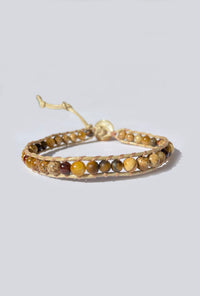 PULSEIRA SHAMBALA PEDRAS NATURAIS - OLHO DE TIGRE, GRANADA E JASPE