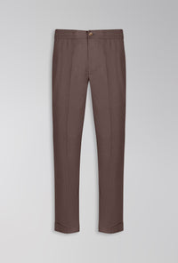CALÇA DE LINHO COM ALGODÃO DE ELÁSTICO MARROM TABACO