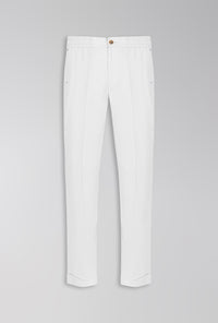 CALÇA DE LINHO COM ALGODÃO DE ELÁSTICO OFF-WHITE