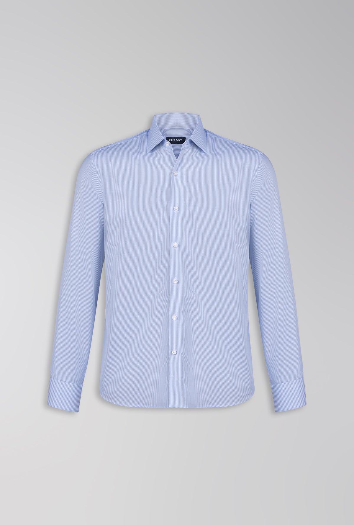 CAMISA SOCIAL REGULAR POPELINE DE ALGODÃO AZUL CLARO LISTRADO