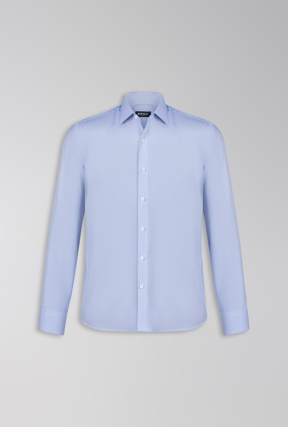 CAMISA SOCIAL REGULAR POPELINE DE ALGODÃO AZUL CLARO LISTRADO