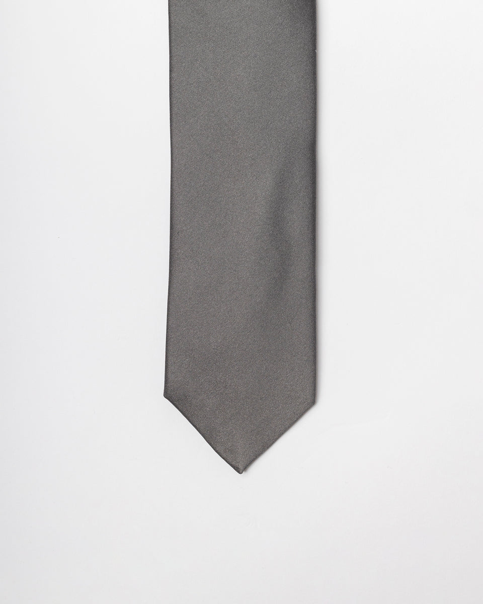 GRAVATA TRADICIONAL DE SEDA CINZA GRAFITE - TU