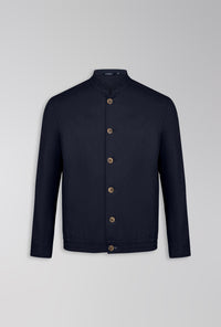 JAQUETA BOMBER DE LINHO COM ALGODÃO MARINHO