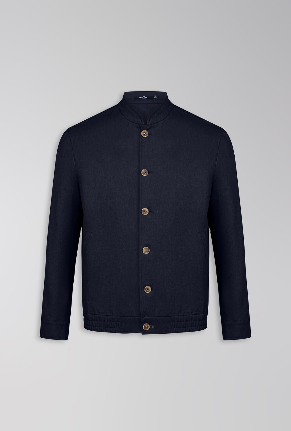 JAQUETA BOMBER DE LINHO COM ALGODÃO MARINHO