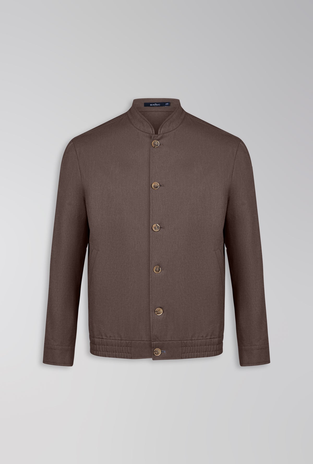 JAQUETA BOMBER DE LINHO COM ALGODÃO MARROM TABACO