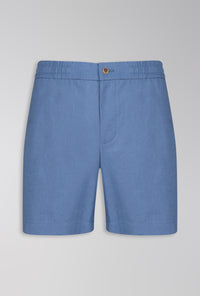 SHORTS DE LINHO COM ALGODÃO DE ELÁSTICO AZUL PROVENÇAL
