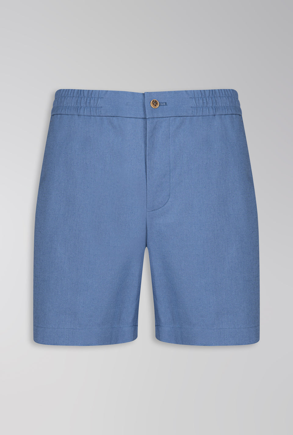 SHORTS DE LINHO COM ALGODÃO DE ELÁSTICO AZUL PROVENÇAL